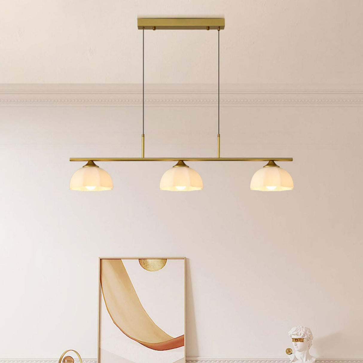 3-Light Simple Dome Adjustable Island Hanging Light Image - 6