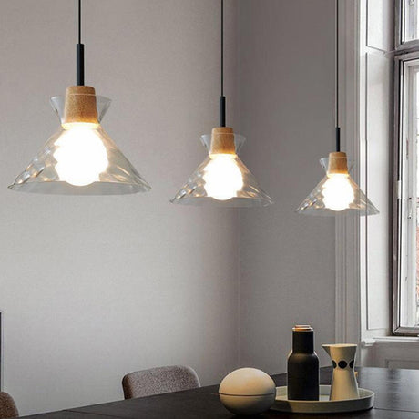 3-Light Simplicity Glass Cone Island Ceiling Light Image - 1