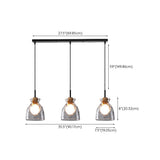 3-Light Simplicity Glass Cone Island Ceiling Light #size