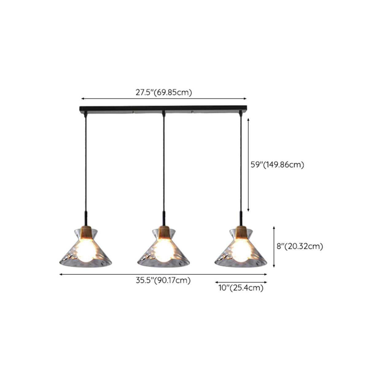 3-Light Simplicity Glass Cone Island Ceiling Light Image - 13