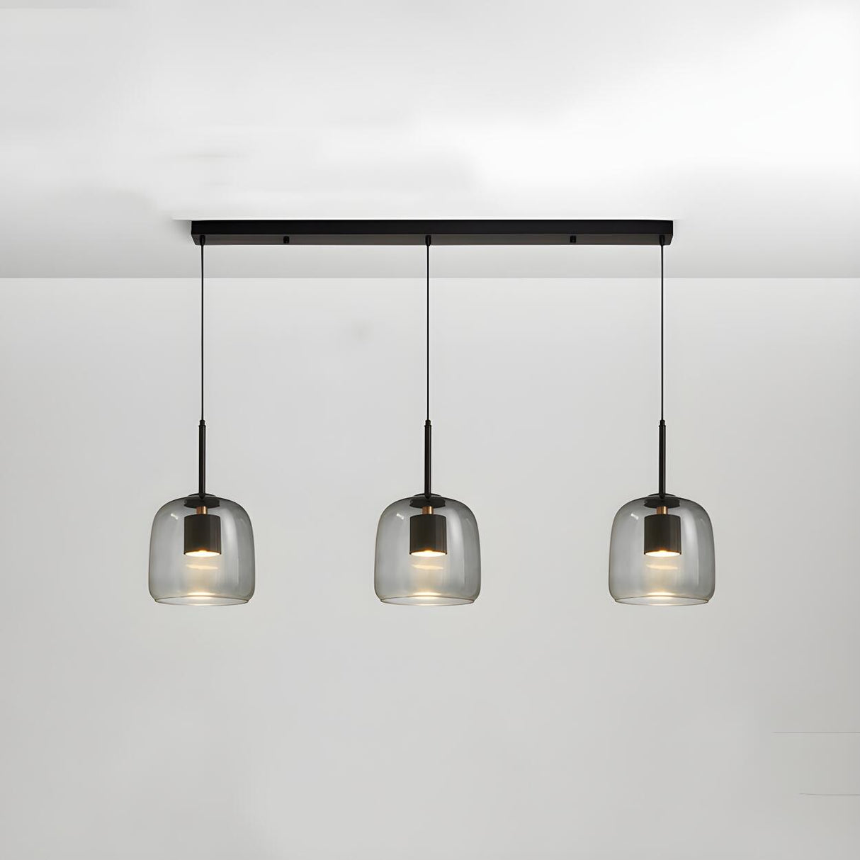 3-Light Simplicity Gray Dome Kitchen Island Light Image - 2