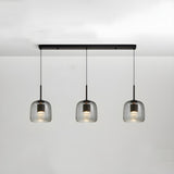 3-Light Simplicity Gray Dome Kitchen Island Light Image - 2
