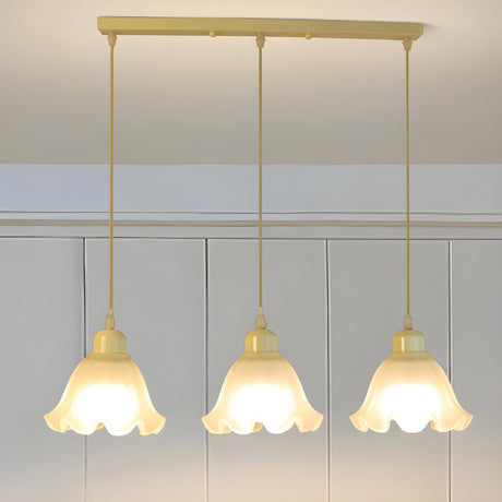3-Light Trendy Beige Flower Island Pendant Light Image - 1