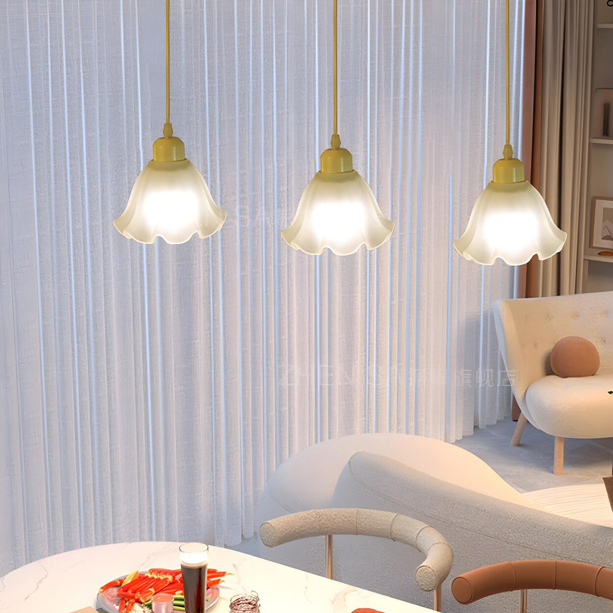 3-Light Trendy Beige Flower Island Pendant Light Image - 11
