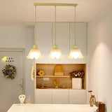 3-Light Trendy Beige Flower Island Pendant Light Image - 12
