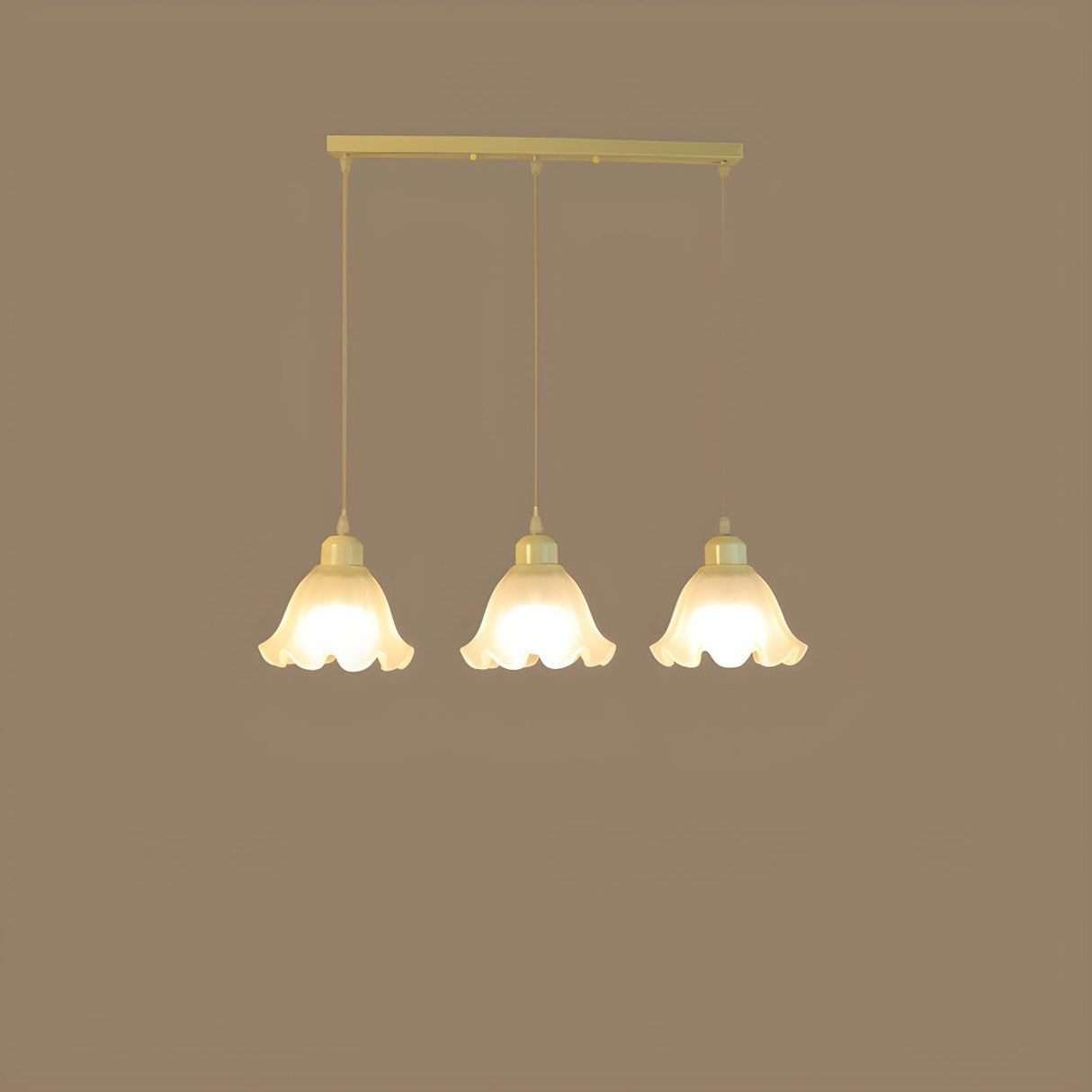 3-Light Trendy Beige Flower Island Pendant Light Image - 2