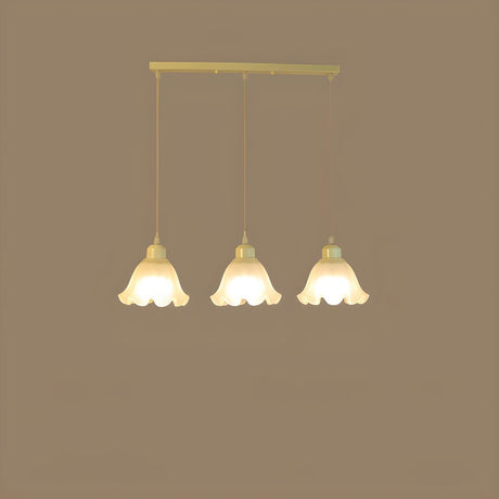 3-Light Trendy Beige Flower Island Pendant Light Image - 2