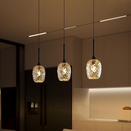 3-Light Trendy Textured Cylinder Pendant Island Light Image - 2
