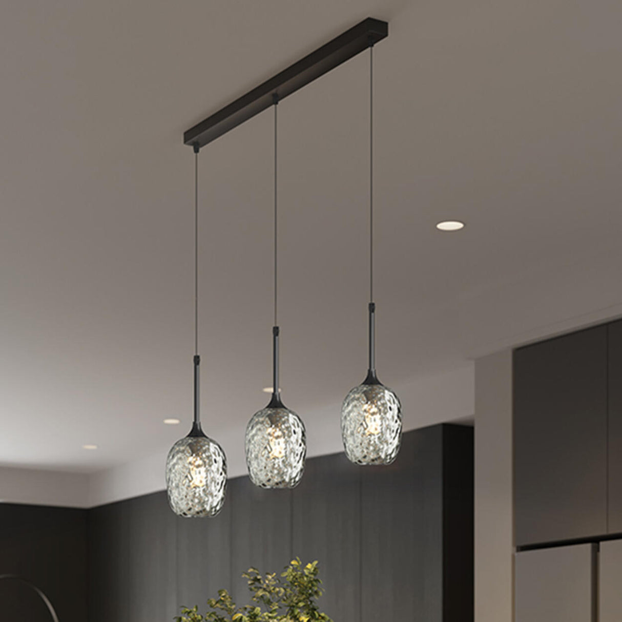 3-Light Trendy Textured Cylinder Pendant Island Light Image - 4