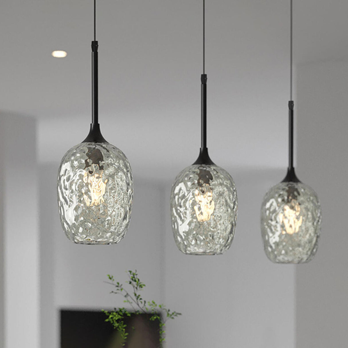 3-Light Trendy Textured Cylinder Pendant Island Light Image - 8