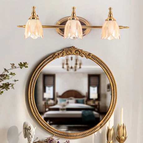 3-Light Vintage Clear Floral Glass LED Vanity Light Image - 1
