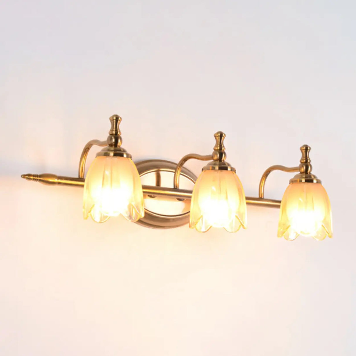 3-Light Vintage Clear Floral Glass LED Vanity Light Image - 14