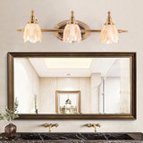 3-Light Vintage Clear Floral Glass LED Vanity Light Image - 4