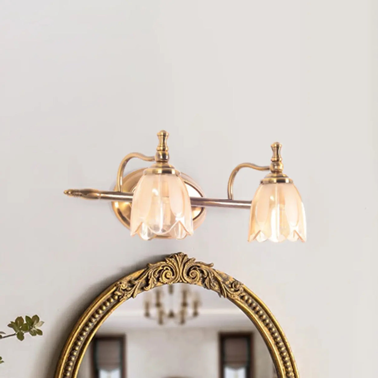 3-Light Vintage Clear Floral Glass LED Vanity Light Image - 7