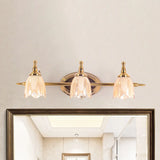 3-Light Vintage Clear Floral Glass LED Vanity Light Image - 8