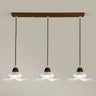 3-Light Vintage Floral Glass Wood Island Pendant Light Image - 6
