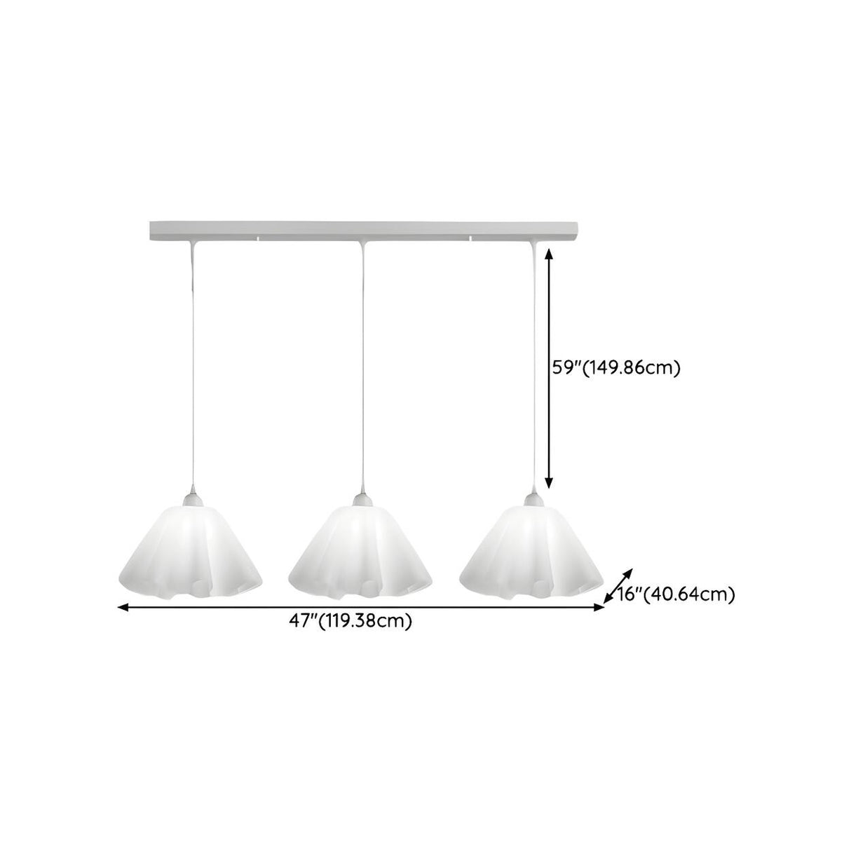 3-Light White Floral Adjustable Modern Island Light 