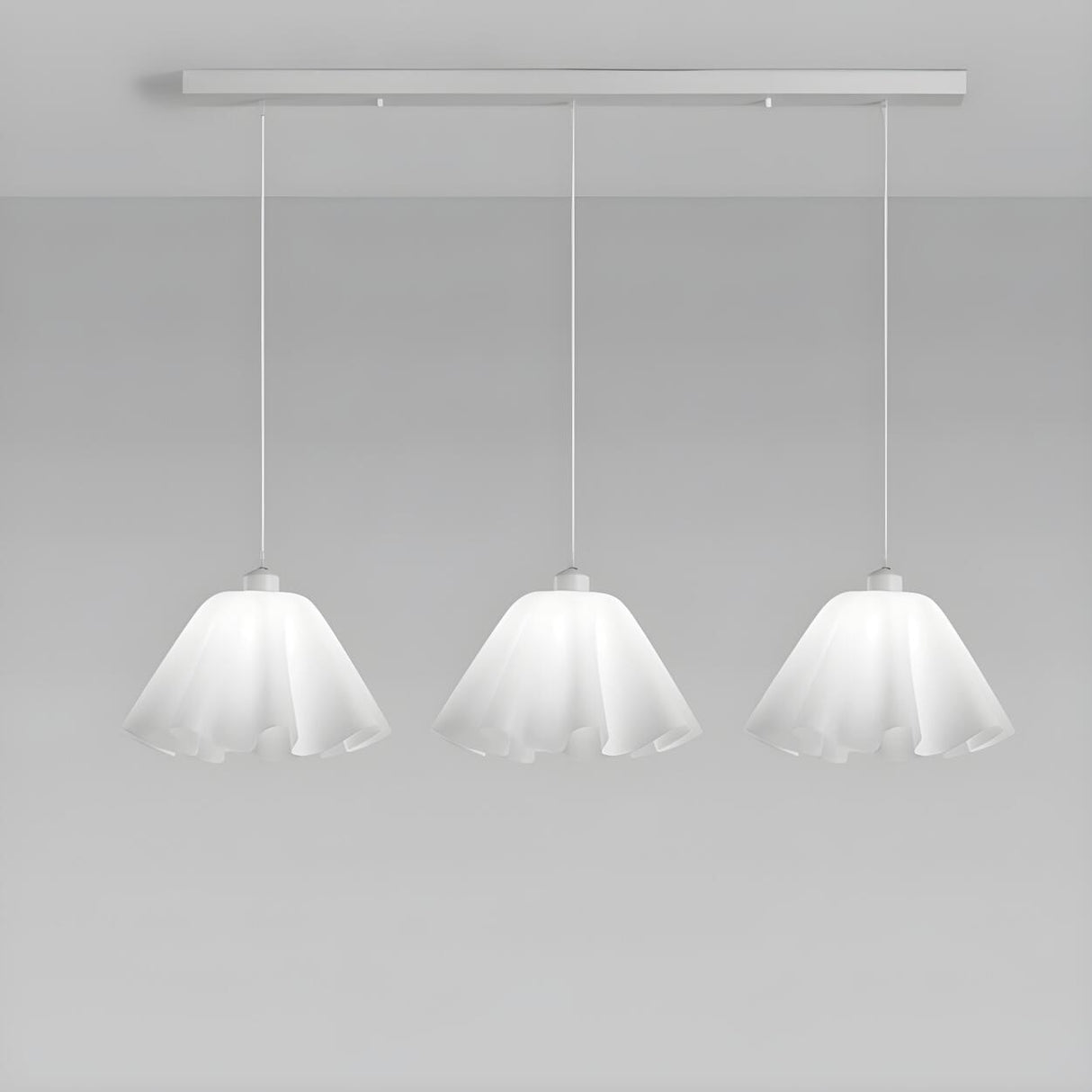 3-Light White Floral Adjustable Modern Island Light Image - 4