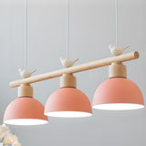 3-Light Yellow Dome and Bird Island Pendant Light Image - 15