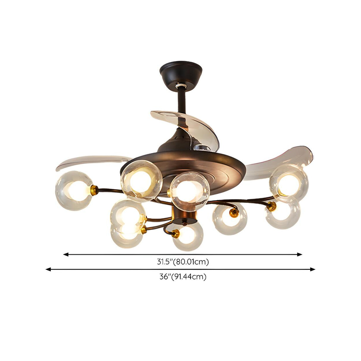 3-Speed Industrial Sputnik Ceiling Fan with Lights 
