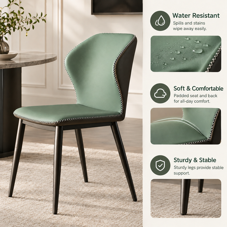 Wingback Faux Leather Upholstered Dining Chair