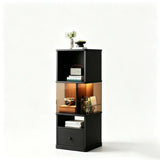 360° Rotating Narrow Bookcase with LED Lighting and Acrylic Panels Image - 11