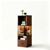 360° Rotating Narrow Bookcase with LED Lighting and Acrylic Panels Image - 12