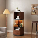 360° Rotating Narrow Bookcase with LED Lighting and Acrylic Panels Image - 2