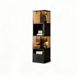 360° Rotating Narrow Bookcase with LED Lighting and Acrylic Panels Image - 6