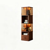 360° Rotating Narrow Bookcase with LED Lighting and Acrylic Panels Image - 7