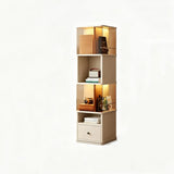 360° Rotating Narrow Bookcase with LED Lighting and Acrylic Panels Image - 8