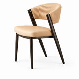 Curved Back Faux Leather Metal Dining Chair