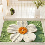 3D Floral Polyester Bath Mat Yellow-Green Area Rug Image - 6