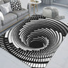3D Illusion Polyester Black White Rectangle Area Rug Image - 2