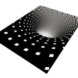 3D Illusion Polyester Black White Rectangle Area Rug Image - 5