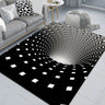 3D Illusion Polyester Black White Rectangle Area Rug Image - 8