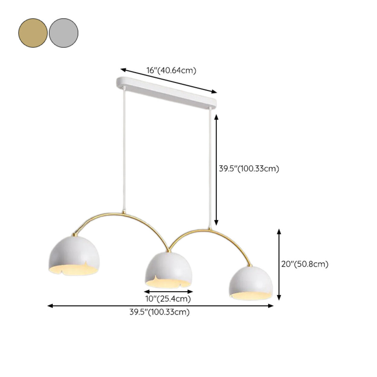 4-Light Arched and Dome White Island Pendant Light 