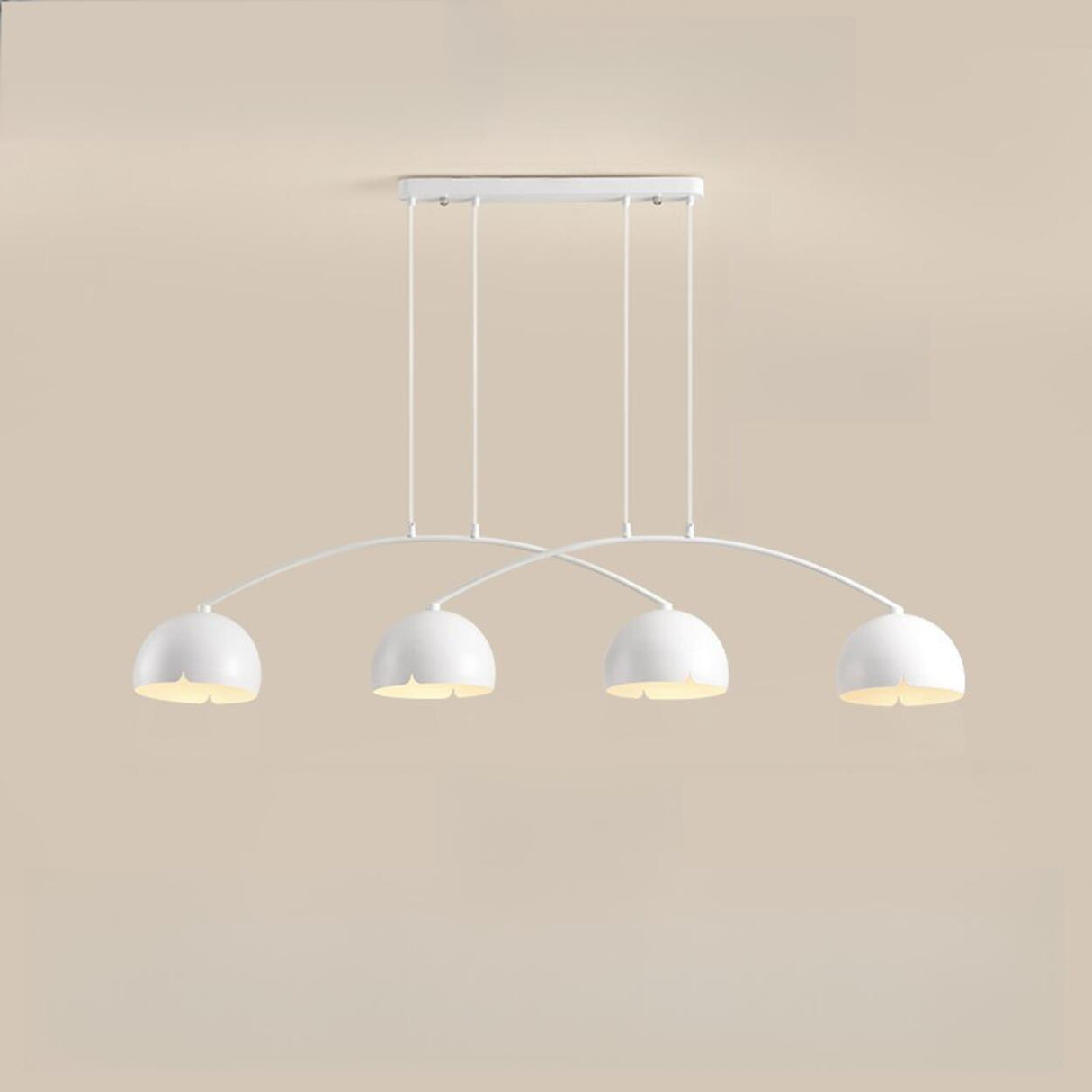 4-Light Arched and Dome White Island Pendant Light Image - 3