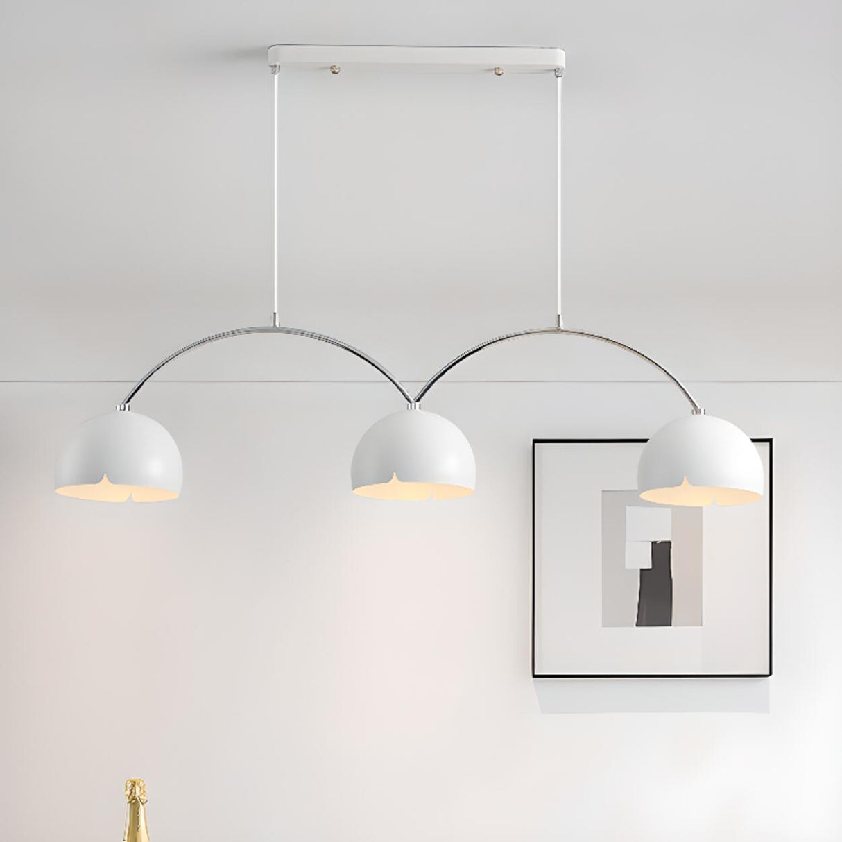 4-Light Arched and Dome White Island Pendant Light Image - 6