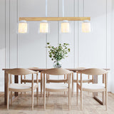 4-Light Minimalist Cylinder Wooden Island Pendant Light Image - 1