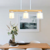 4-Light Minimalist Cylinder Wooden Island Pendant Light Image - 14