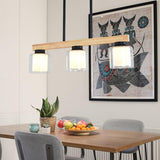 4-Light Minimalist Cylinder Wooden Island Pendant Light Image - 15