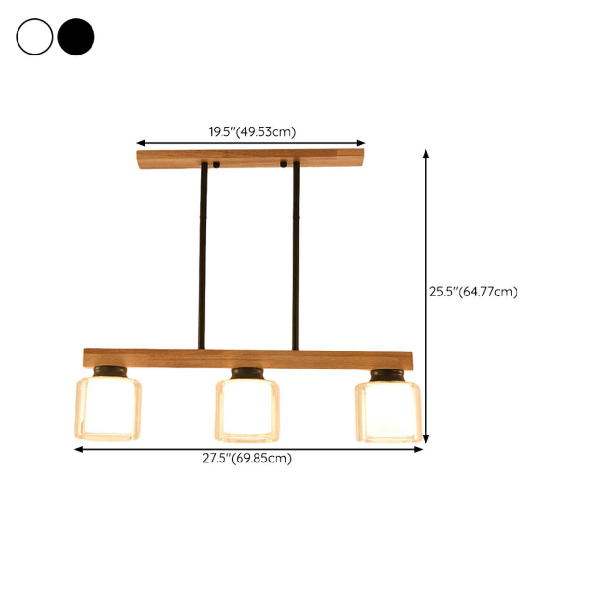 4-Light Minimalist Cylinder Wooden Island Pendant Light 