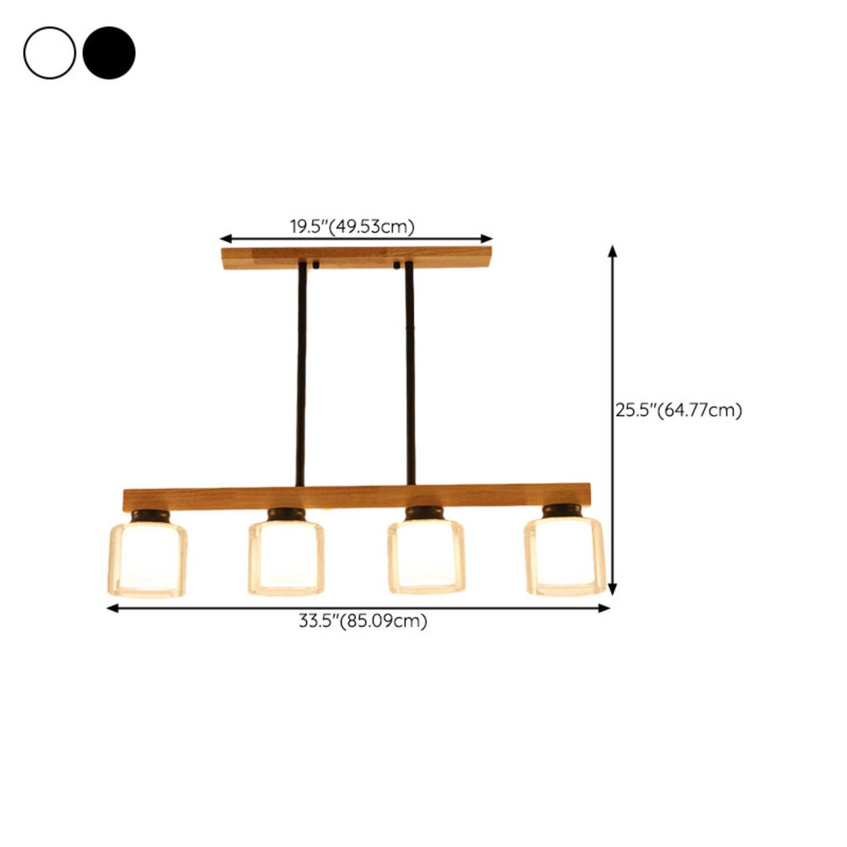 4-Light Minimalist Cylinder Wooden Island Pendant Light Image - 17