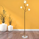 4-Light Modern Glod Tree Glass Globe LED Floor Lamp Image - 14