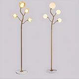 4-Light Modern Glod Tree Glass Globe LED Floor Lamp Image - 6