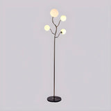 4-Light Modern Glod Tree Glass Globe LED Floor Lamp Image - 9