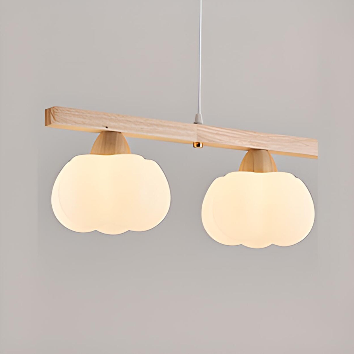 4-Light Pumpkin Wooden Modern Island Pendant Light Image - 14