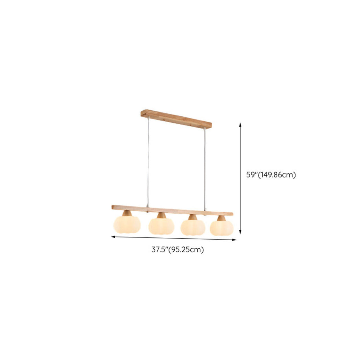 4-Light Pumpkin Wooden Modern Island Pendant Light 