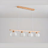 4-Light Pumpkin Wooden Modern Island Pendant Light Image - 7